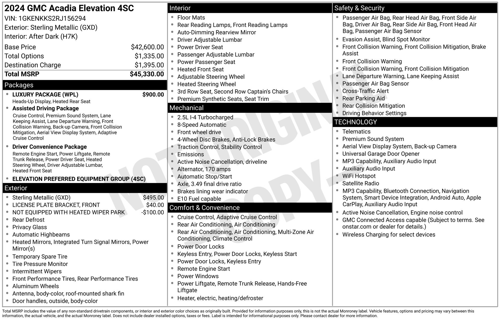 Used 2024 GMC Acadia Elevation w/ Luxury Package FWD image 23