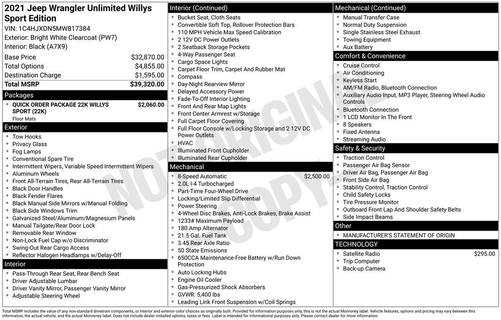 Used 2021 Jeep Wrangler Unlimited Willys image 10