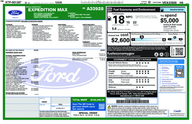 New 2027 Ford Expedition Max Platinum w/ Stealth Performance Package AWD/4WD image 4