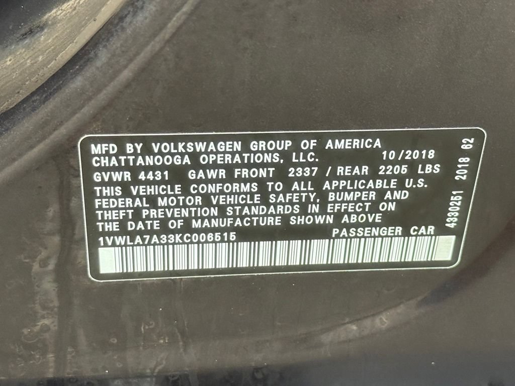 Used 2019 Volkswagen Passat 2.0T Wolfsburg w/ Wheels & Sunroof Package FWD image 37
