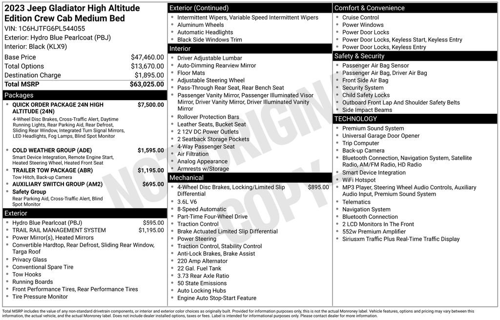 Certified 2023 Jeep Gladiator Overland AWD/4WD image 22