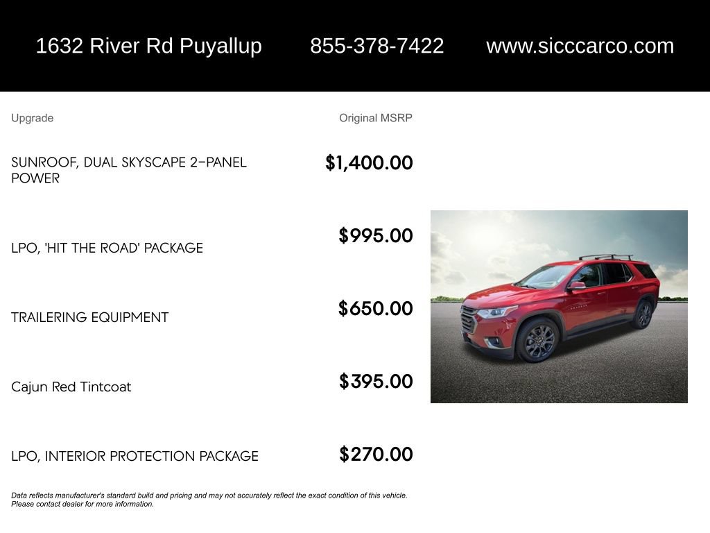 Used 2020 Chevrolet Traverse RS w/ LPO, 'HIT The Road' Package AWD/4WD image 5