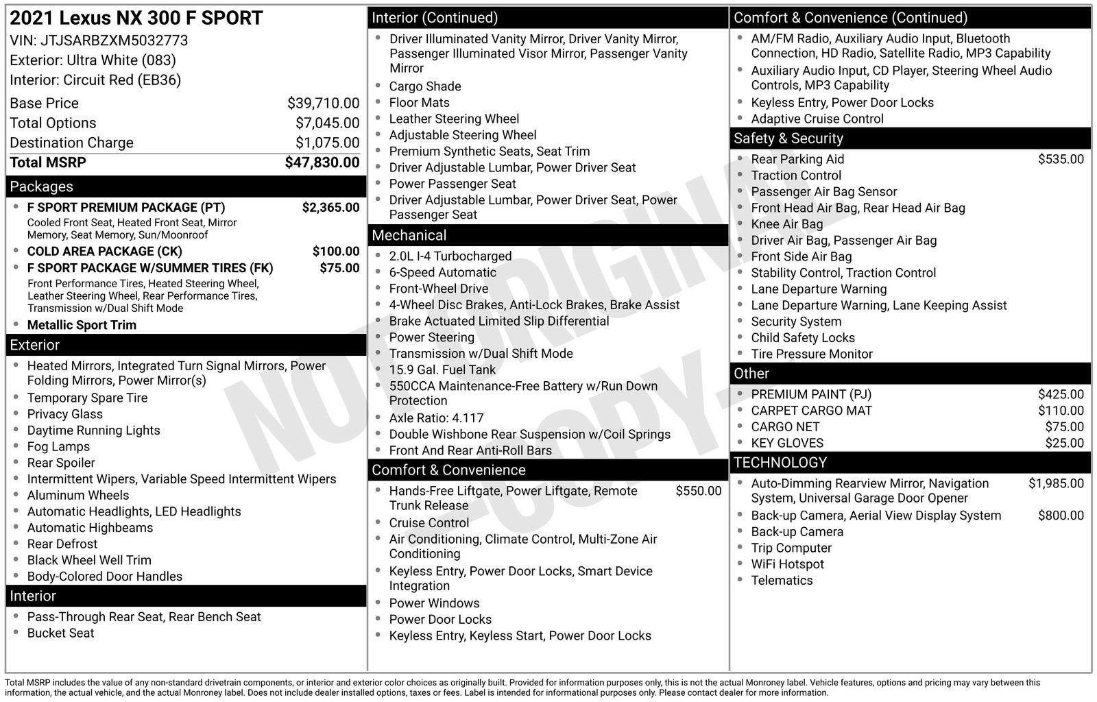 Used 2021 Lexus NX 300 F Sport w/ F Sport Premium Package FWD image 36