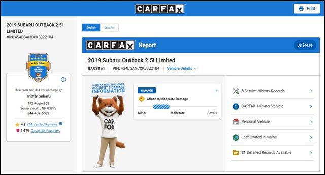 Used 2019 Subaru Outback 2.5i Limited AWD/4WD image 12