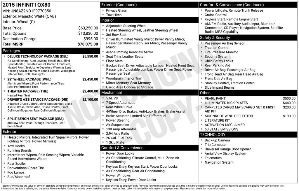 Used 2015 INFINITI QX80 2WD w/ Deluxe Technology Package image 24