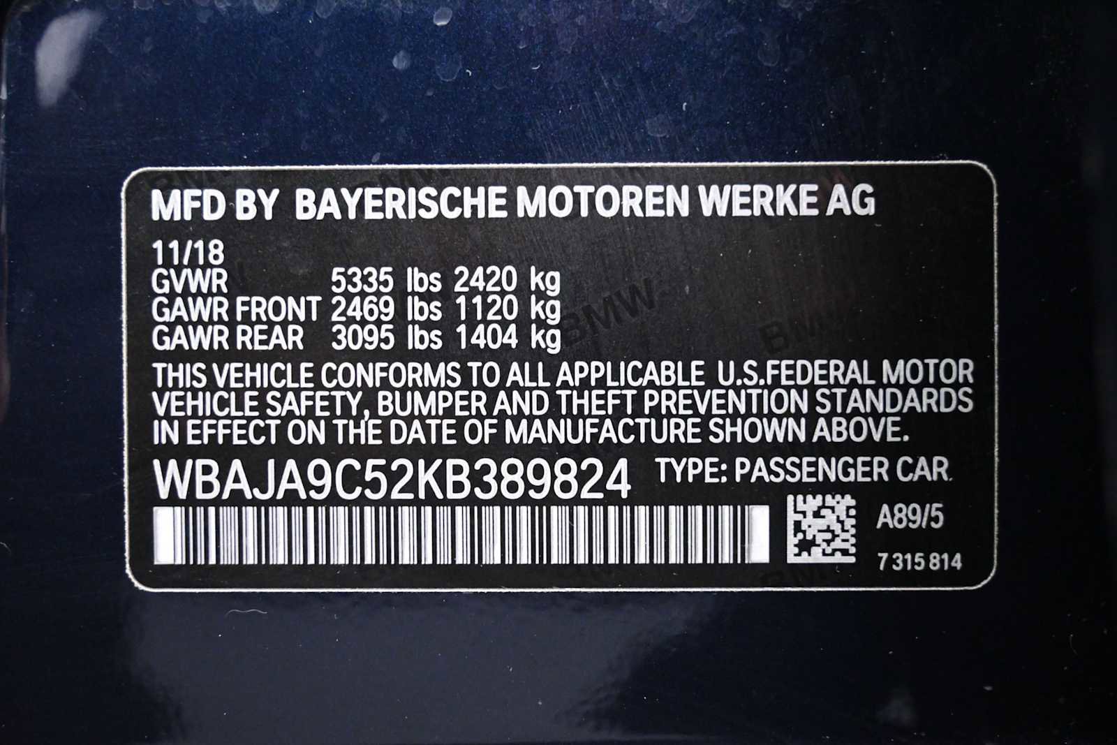 Used 2019 BMW 530e w/ Luxury Package RWD image 11