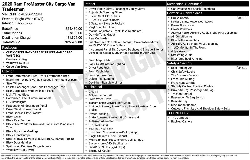 Used 2020 RAM ProMaster City Tradesman FWD image 16