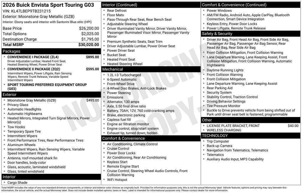 New 2026 Buick Envista Sport Touring w/ Convenience I Package FWD image 5
