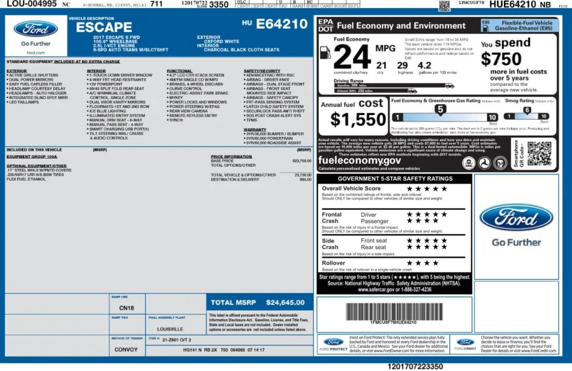 Used 2017 Ford Escape S FWD image 16