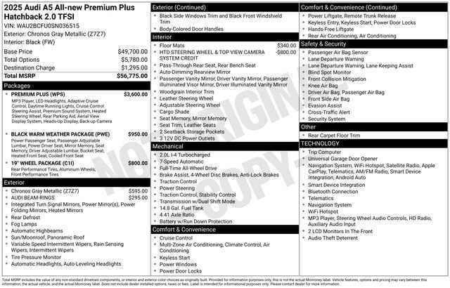 Certified 2025 Audi A5 2.0T Premium Plus w/ Premium Plus AWD/4WD image 48