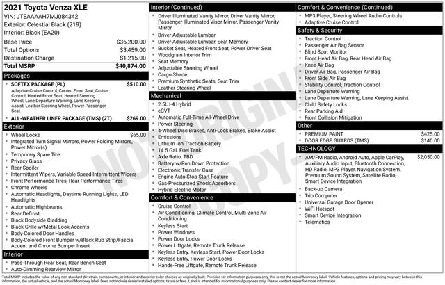 Used 2021 Toyota Venza XLE w/ Softex Package image 33