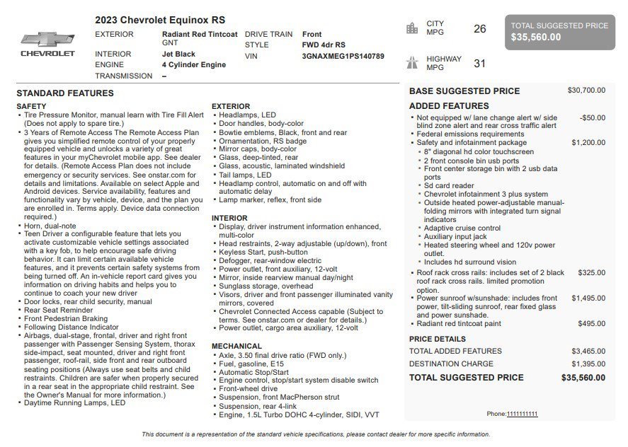 Certified 2023 Chevrolet Equinox RS FWD image 36