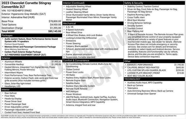 Used 2023 Chevrolet Corvette Stingray Preferred Conv w/ 2LT RWD image 2