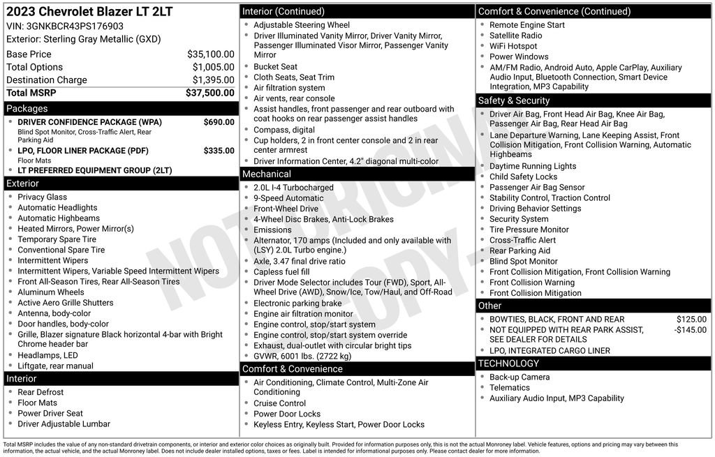 Used 2023 Chevrolet Blazer LT w/ Driver Confidence Package FWD image 10