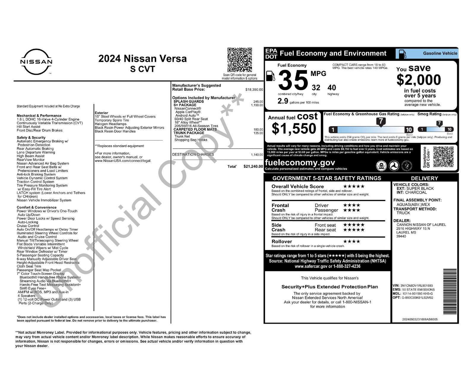 Used 2024 Nissan Versa S w/ S Plus Package image 6