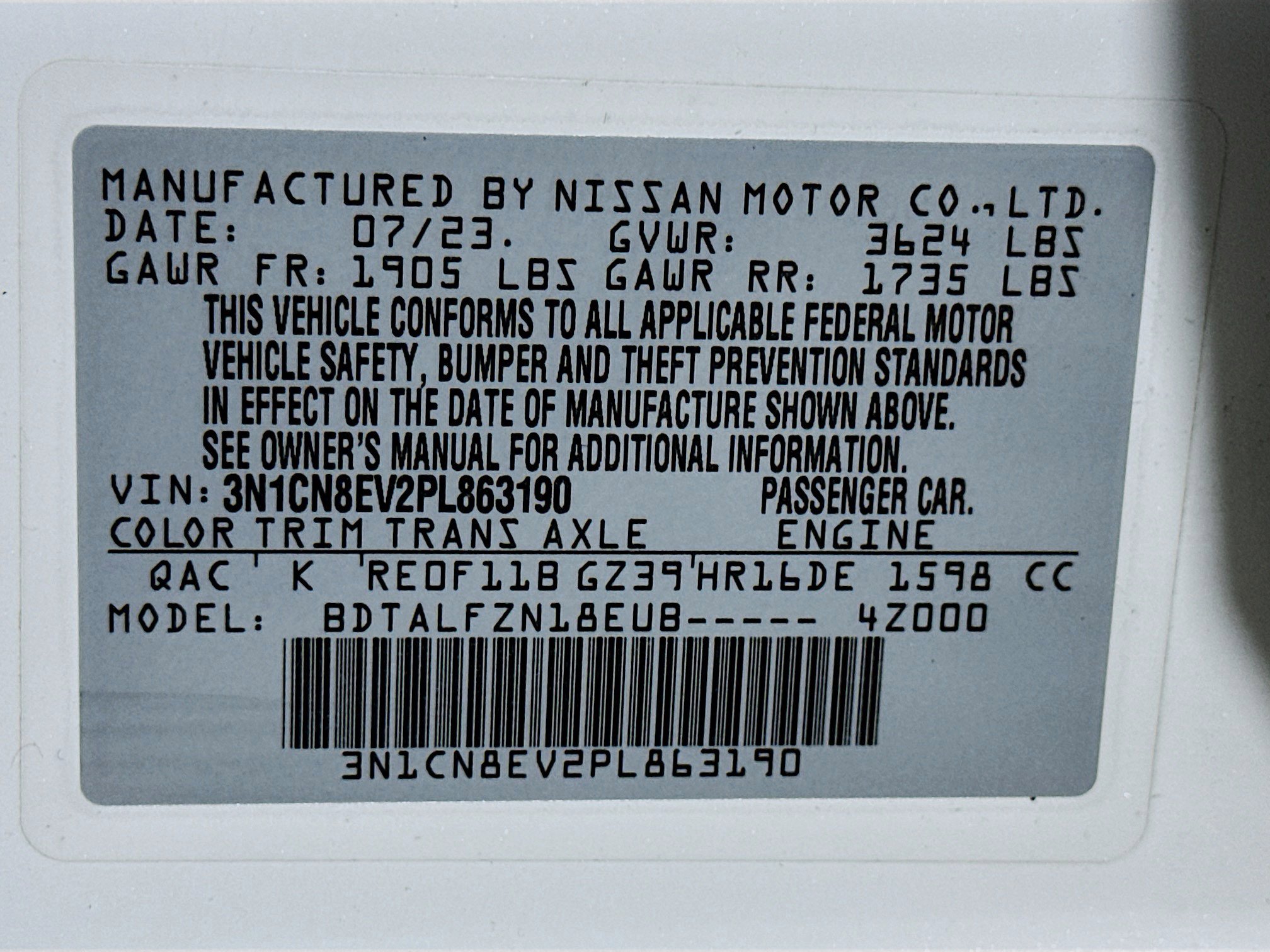 Used 2023 Nissan Versa SV image 12