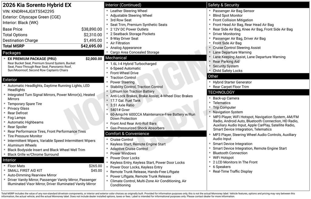 New 2026 Kia Sorento EX w/ EX Premium Package FWD image 4