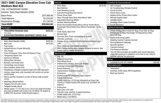 Certified 2021 GMC Canyon Elevation w/ Trailering Package AWD/4WD image 27