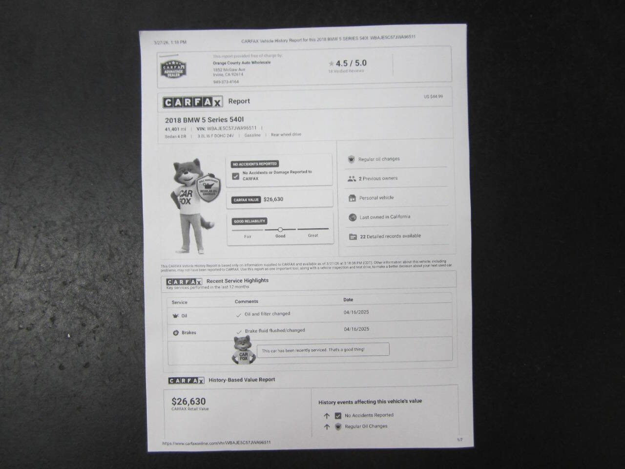 Used 2018 BMW 540i w/ Premium Package image 37