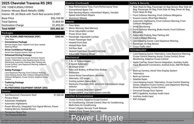 Certified 2025 Chevrolet Traverse RS w/ LPO, Floor Liner Package AWD/4WD image 5