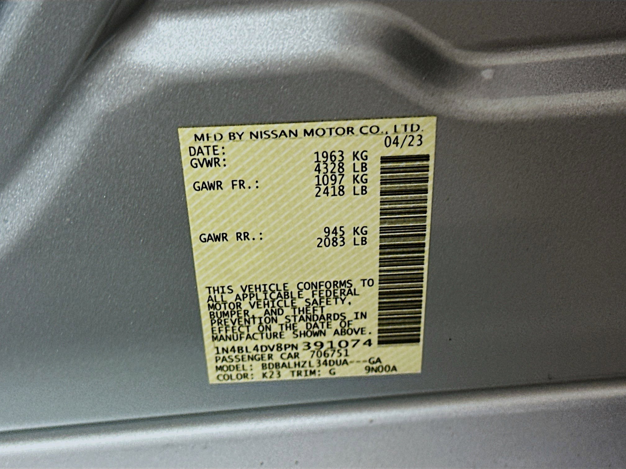 Used 2023 Nissan Altima 2.5 SV FWD image 12