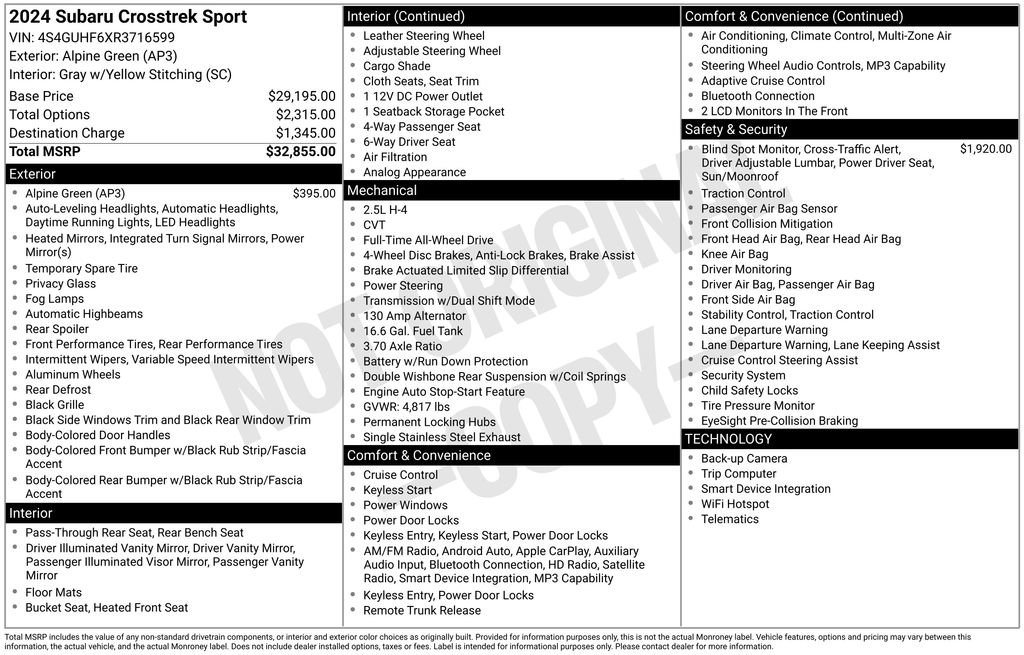 Certified 2024 Subaru Crosstrek 2.5i Sport image 8