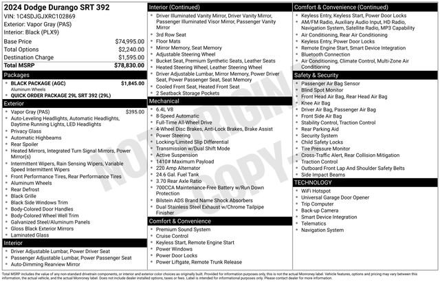 Used 2024 Dodge Durango SRT w/ Black Package AWD/4WD image 4