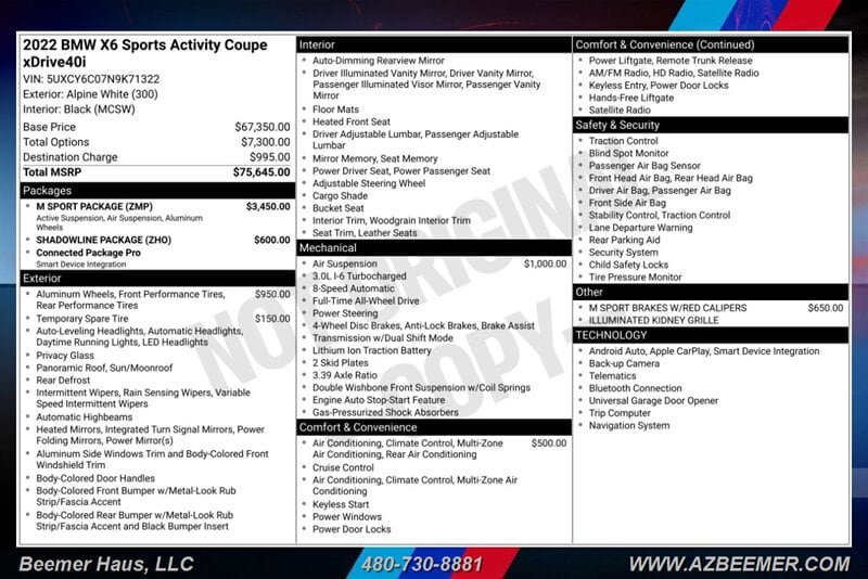 Used 2022 BMW X6 xDrive40i w/ M Sport Package AWD/4WD image 3