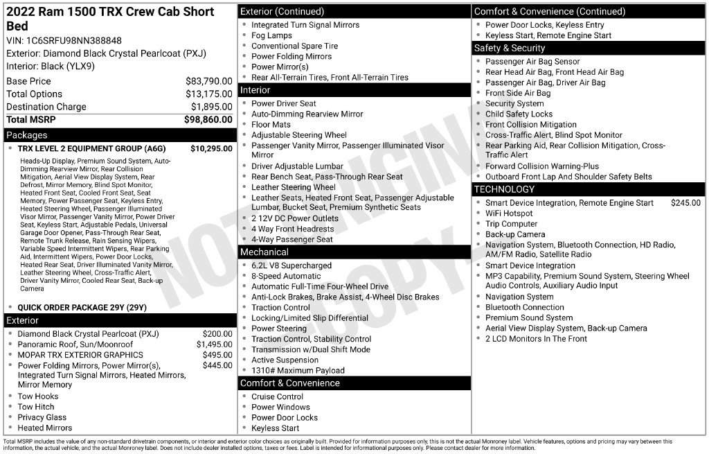 Used 2022 RAM 1500 TRX w/ TRX Level 2 Equipment Group AWD/4WD image 39