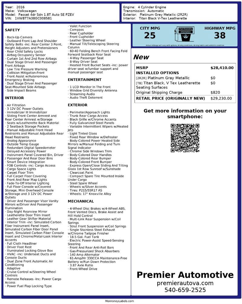 Used 2016 Volkswagen Passat 1.8T SE image 2