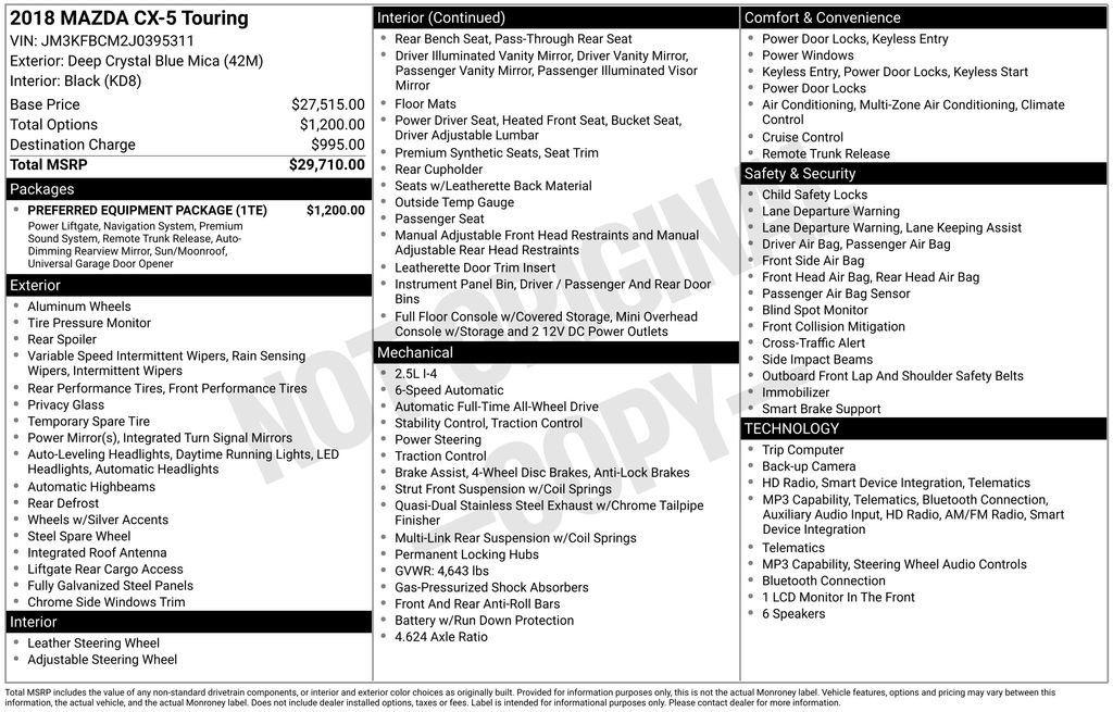 Used 2018 MAZDA CX-5 Touring w/ Preferred Equipment Package AWD/4WD image 11