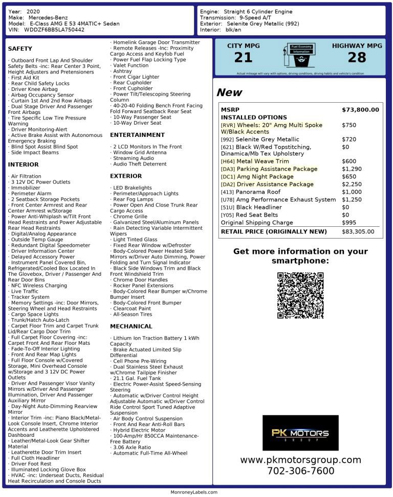 Used 2020 Mercedes-Benz E 53 AMG 4MATIC Sedan image 88