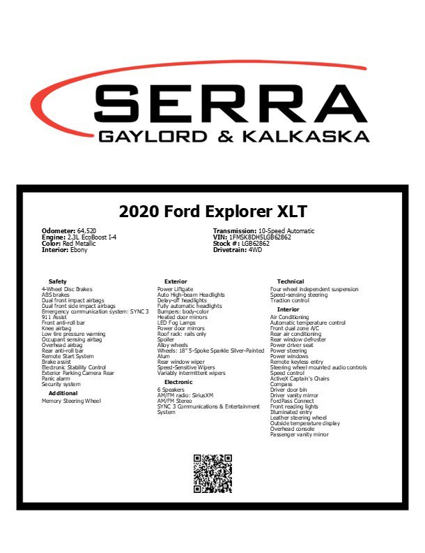 Certified 2020 Ford Explorer XLT w/ Equipment Group 202A AWD/4WD image 17