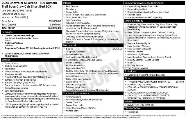 Used 2024 Chevrolet Silverado 1500 Custom Trail Boss image 3