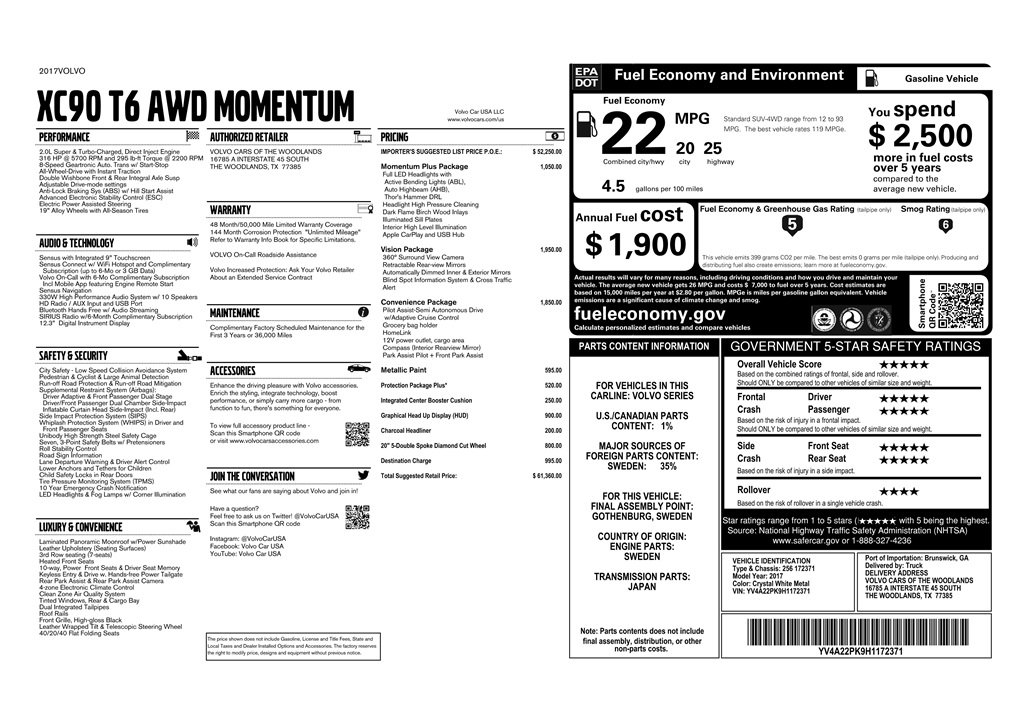 Used 2017 Volvo XC90 T6 Momentum w/ Vision Package image 9