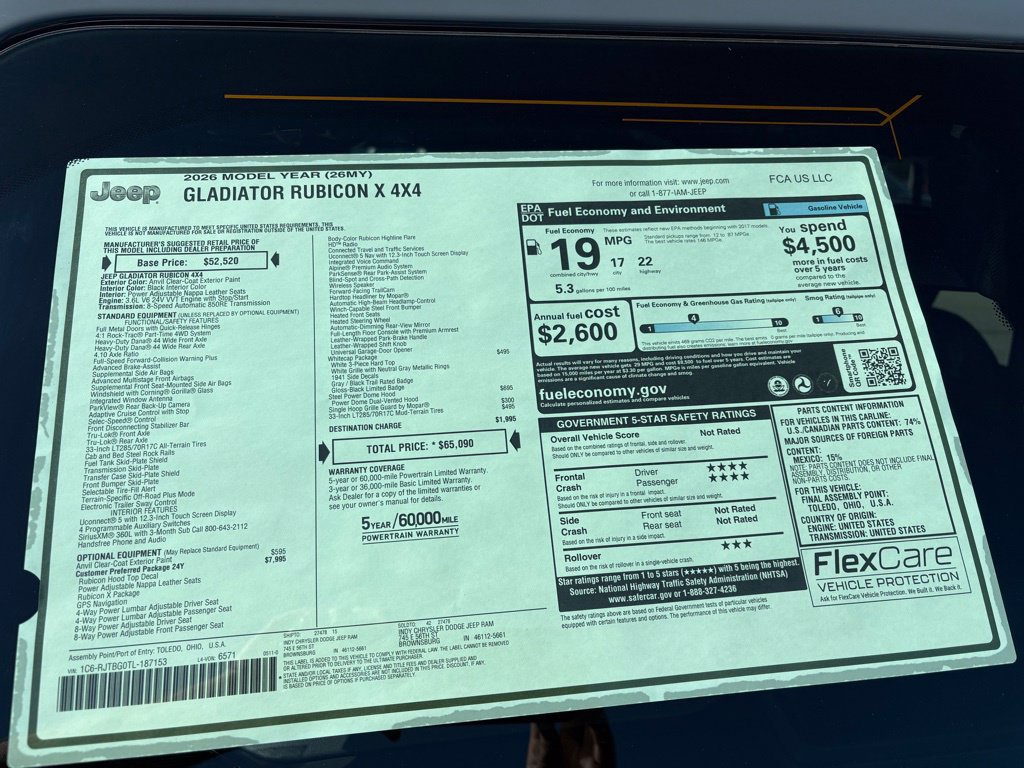 New 2026 Jeep Gladiator Rubicon AWD/4WD image 18