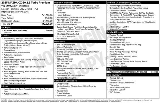 Certified 2025 MAZDA CX-50 AWD 2.5 Turbo w/ Weather Package image 6