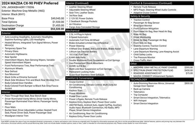 Certified 2024 MAZDA CX-90 Plug-In Hybrid w/ Preferred image 5