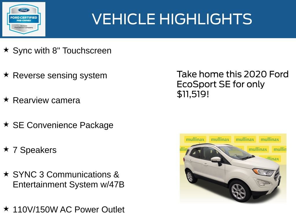 Certified 2020 Ford EcoSport SE w/ SE Convenience Package FWD image 23