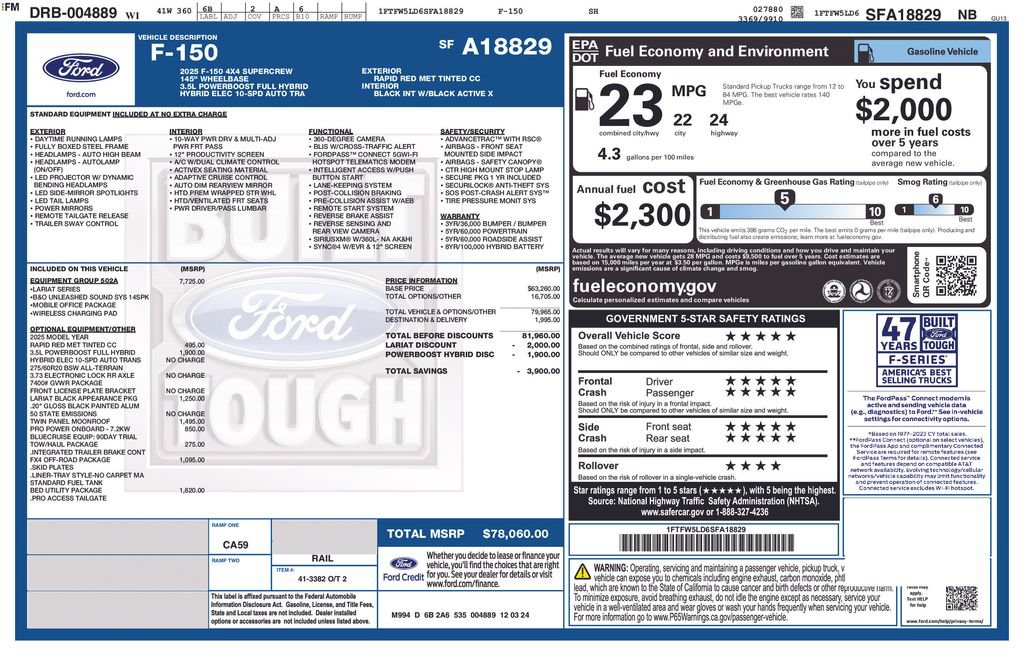 Used 2025 Ford F150 Lariat w/ Equipment Group 502A High AWD/4WD image 2