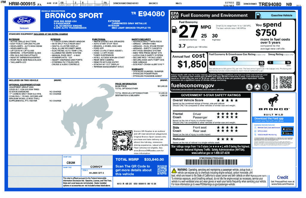 New 2026 Ford Bronco Sport Big Bend AWD/4WD image 6