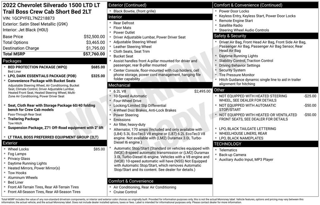 Used 2022 Chevrolet Silverado 1500 LT Trail Boss w/ Bed Protection Package AWD/4WD image 27