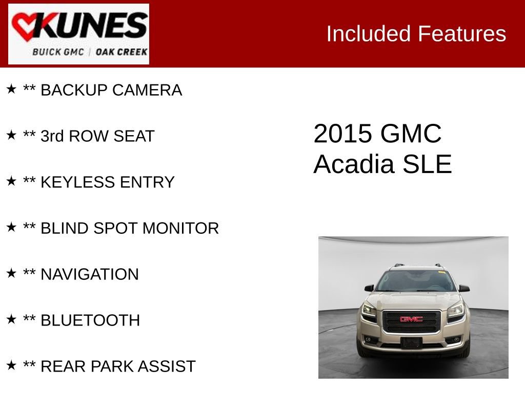 Used 2015 GMC Acadia SLE AWD/4WD image 2