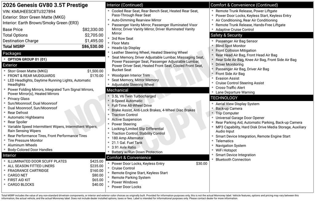 New 2026 Genesis GV80 3.5T Prestige AWD/4WD image 2