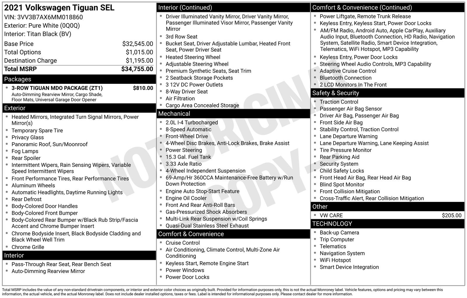 Used 2021 Volkswagen Tiguan SEL w/ 3-Row Tiguan MDO Package FWD image 33