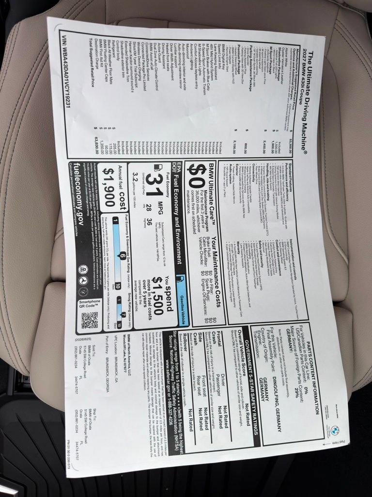 New 2027 BMW 430i Coupe w/ M Sport Package RWD image 25