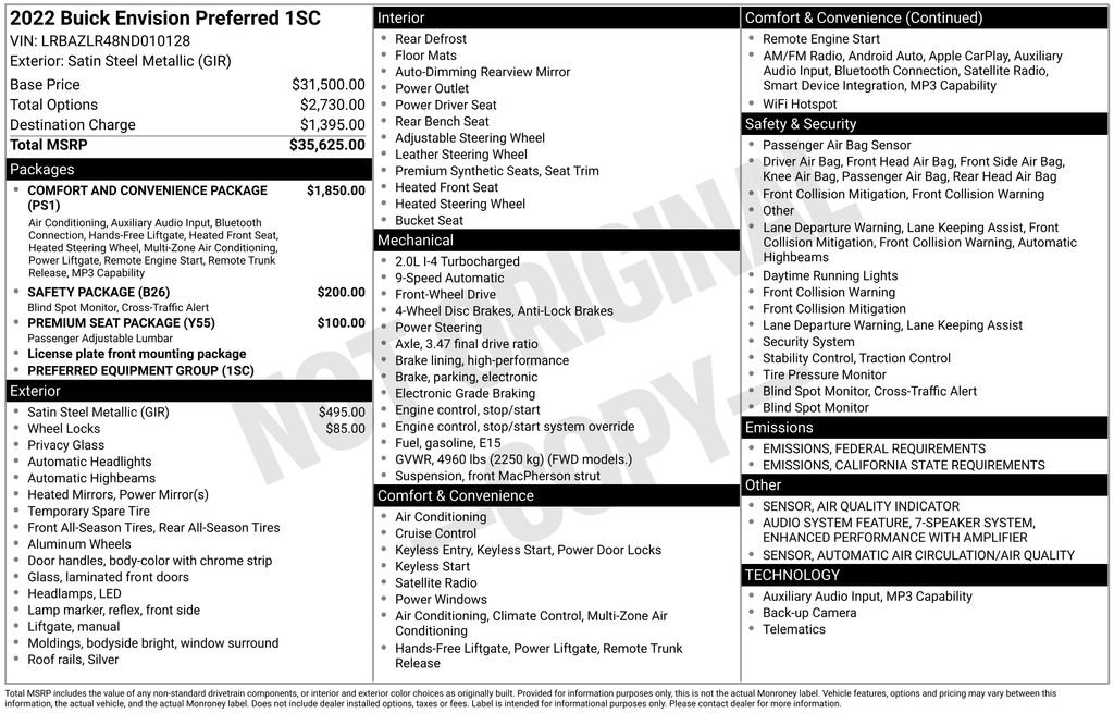 Used 2022 Buick Envision Preferred image 36