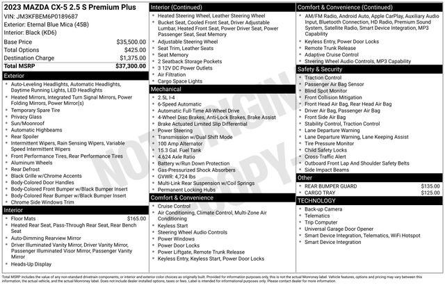 Certified 2023 MAZDA CX-5 AWD 2.5 S w/ Premium Plus Pkg image 6