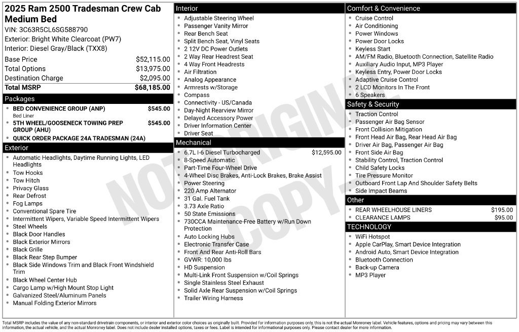New 2025 RAM 2500 Tradesman w/ Bed Convenience Group AWD/4WD image 6