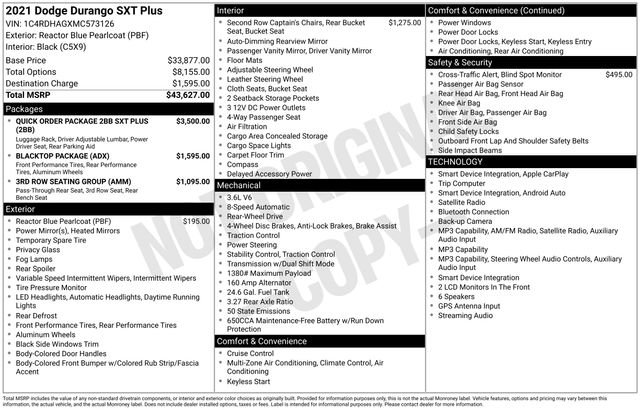 Used 2021 Dodge Durango SXT RWD image 27